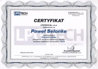 Certyfikat LPGTECH Auto Seba