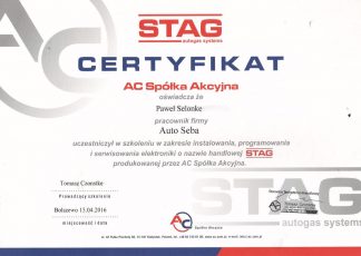 Certyfikat Stag Auto Seba